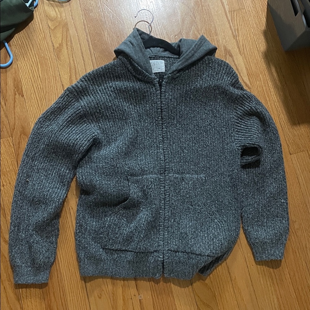 Zara Charcoal Knit Zip-Up